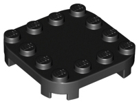 Plate Round Corners 4 x 4 x 2/3 Circle with Reduced Knobs in Black