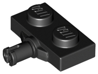 Plate Special 1 x 2 with Wheel Holder, Reinforced Underside in Black