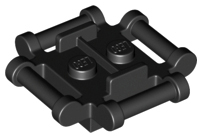 Plate Special 2 x 2 with 4 Side Handles Closed Ends in Black