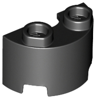 Brick Round, Half 1 x 2 in Black