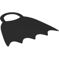 Duplo Cape with Black Back and Elastic Loop, Scalloped 5 Points in Black