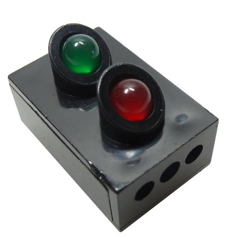 Light Brick, Train 12V 2 x 3 Signal with Red and Green Lights in Black