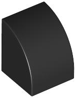 Brick Curved 1 x 1 in Black