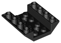 Brick Sloped Inverted 45° 4 x 4 Double with 4 x 2 Recessed, 2 Holes in Black