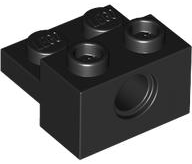 Technic Brick Special 1 x 2 with Pin Hole and 1 x 2 Plate in Black