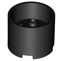 Brick Round 3 x 3 x 2 Recessed Center with 2 x 2 Studs and Axle Hole in Black