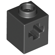 Technic Brick 1 x 1 with Axle Hole in Black