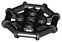 Plate Special 2 x 2 with Bar Frame Octagonal, Reinforced, Completely Round Studs in Black