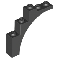 Brick Arch 1 x 5 x 4 [Irregular Bow, Raised Underside Cross Supports] in Black