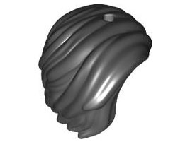 Hair Swept to Right, Hard Plastic in Black