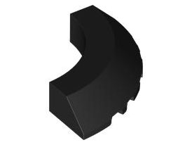 Brick Round Corner 5 x 5 x 1 Slope, Bottom Cut Outs, No Studs, Flat Top in Black