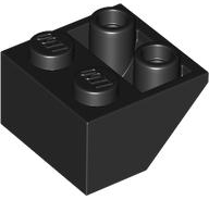 Brick Sloped Inverted 45° 2 x 2 [Round Hollow Bottom Pin, Bar-sized Stud Holes] in Black