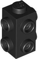 Brick Special 1 x 1 x 1 2/3 with 6 Studs on 3 Sides in Black