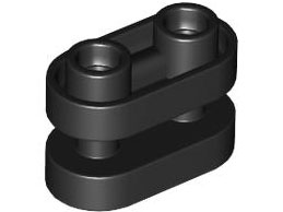 Brick Special 1 x 2 Rounded with Center Bars in Black