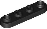 Plate Special 1 x 4 Rounded with 2 Open Studs in Black