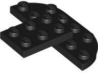 Plate Special Round Corners 2 x 6 Double with 2 x 3 Extension in Black