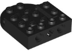 Brick 4 x 5 with Rounded End, Axle, Pin Holes, 2 x 2 Recessed Center in Black