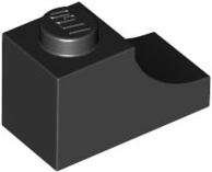 Brick Curved 2 x 1 with Inverted Cutout in Black