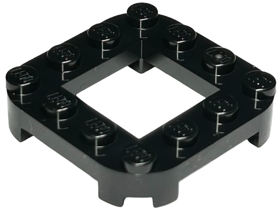 Plate Round Corners 4 x 4 x 2/3 Circle with 2 x 2 Opening in Black