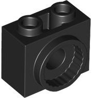 Brick Special 1 x 2 x 1 1/3 with Rotation Joint Socket in Black