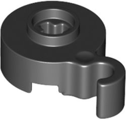 Hook Round 2 x 2 with Axle Hole, Bottom Stud Holder in Black