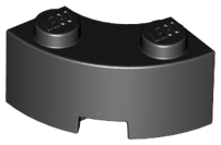 Brick Round Corner 2 x 2 Macaroni with Stud Notch and Reinforced Underside [New Style] in Black