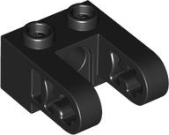 Technic Brick 1 x 2 with Hole and Dual Beam Extensions in Black