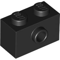 Brick Special 1 x 2 with 1 Center Stud on 1 Side, Bottom Stud Holder in Black