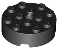Brick Round 4 x 4 Centre Hole in Black
