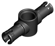 Technic Pin Connector Hub with 2 Pins with Friction Ridges Lengthwise [Big Squared Pin Holes] in Black