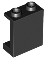 Panel 1 x 2 x 2 [Side Supports / Hollow Studs] in Black