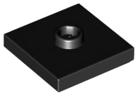 Plate Special 2 x 2 with Groove and Center Stud (Jumper) in Black