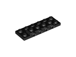 Plate Special 2 x 6 x 2/3 with 4 Studs on Side, 1 Support Wall on Bottom in Black