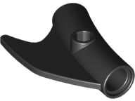 Technic Pin Connector Round Curved with Fin and Hole in Black