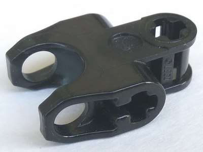 Technic Axle Connector 2 x 3 with Ball Socket [Closed Sides, Squared Ends, Open Lower Axle Holes] in Black
