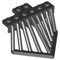 Train Cow Catcher, Plate Special 2 x 6 with Sloped Bars in Black