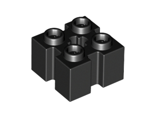 Brick Special 2 x 2 with Grooves and Axle Hole in Black