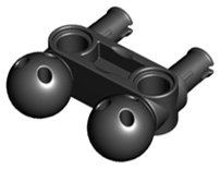 Large Figure Connector, Perpendicular 3L with 2 Pins and 2 Ball Joints in Black
