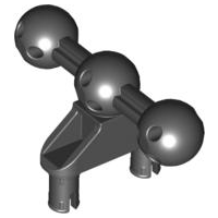 Large Figure Skeletal, Connector, Perpendicular, 3L with 2 Pins, 3 Ball Joints on Axle in Black