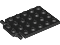 Plate Special 4 x 6 with Trap Door Hinge [Long Pins] in Black