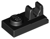 Plate Special 1 x 2, Top Clip [Split] in Black