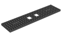 Vehicle Base, Train 6 x 28 with Two 2 x 2 Openings and 3 Round Holes Each End in Black