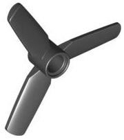 Propeller 3 Blades 5 Diameter, Pin Hole in Black
