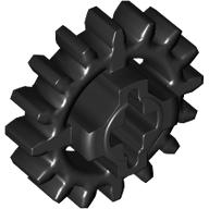 Technic Gear 16 Tooth Reinforced [New Style] in Black