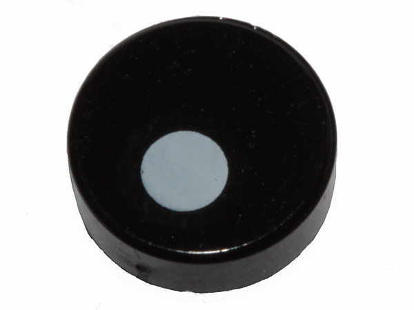 Tile Round 1 x 1 with White Dot/Circle/Eye print in Black
