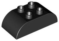 Duplo Brick 2 x 4 Curved Top in Black