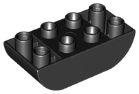 Duplo Brick 2 x 4 Curved Bottom in Black