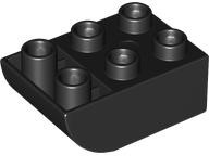 Duplo Brick 2 x 3 with Curved Bottom in Black