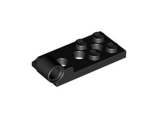 Hinge Plate 2 x 4 with Pin Hole with 3 Holes - Bottom in Black