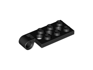 Hinge Plate 2 x 4 with Pin Hole with 3 Holes - Top in Black